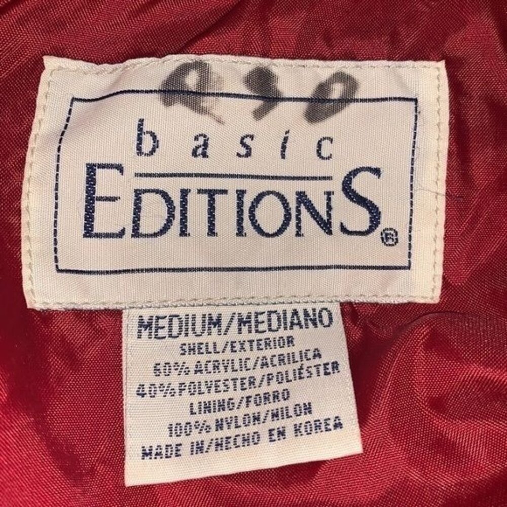 Vintage Basic Editions Red Fleece Jacket Medium - image 3